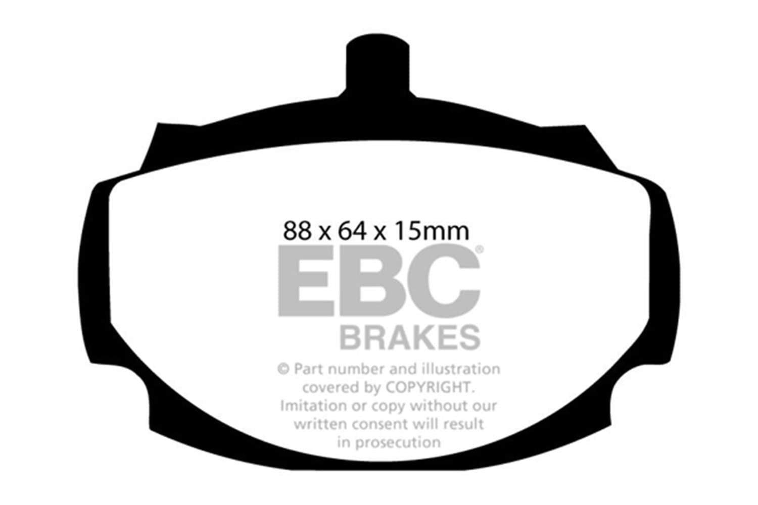 EBC Brakes Greenstuff 2000 Series Sport Brake Pads; FMSI Pad No. D027; Solid; 273mm Dia.; 45mm Height; 9mm Thick; 73.2mm Center Hole Dia.; Pad Dimensions: 88 x 64 x 15mm;
