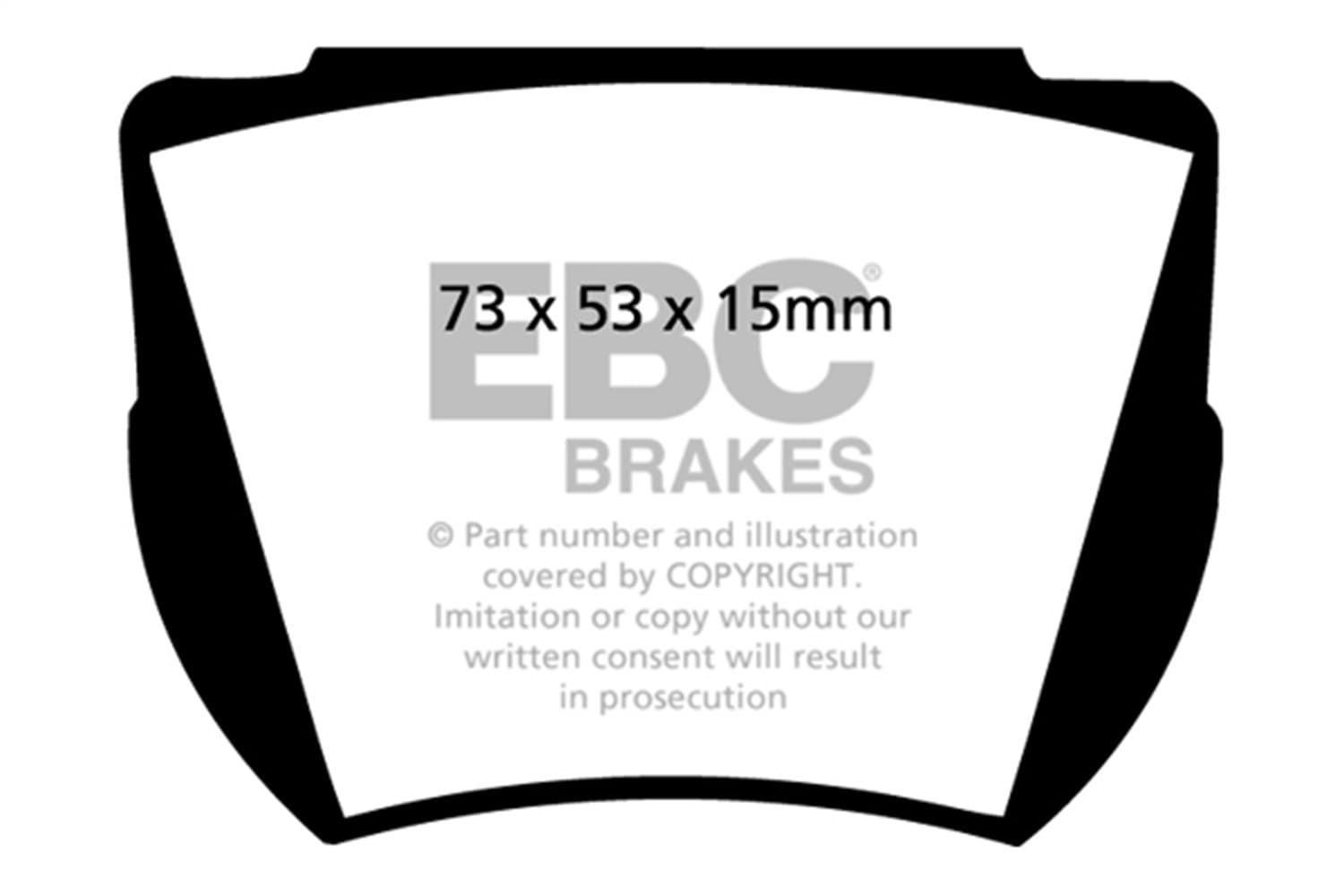 EBC Brakes Greenstuff 2000 Series Sport Brake Pads; FMSI Pad No. D024; Pad Dimensions: 73 x 53 x 15mm;