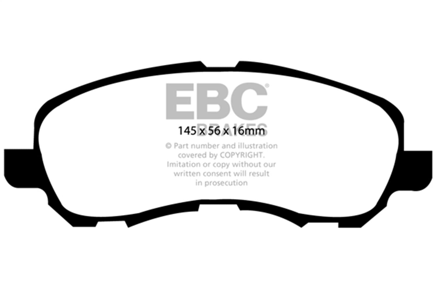 EBC Brakes Yellowstuff Street And Track Brake Pads; FMSI Pad No. D866; Vented; 276mm Dia.; 46mm Height; 26mm Thick; 69mm Center Hole Dia.; Pad Dimensions: 145 x 56 x 16mm;
