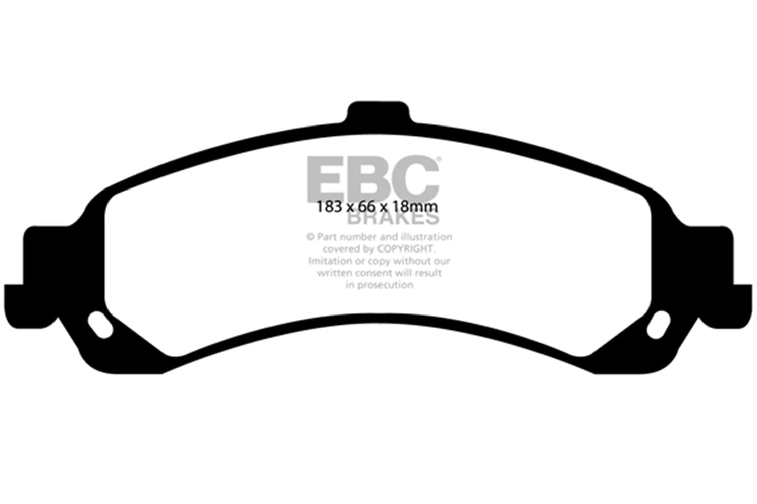 EBC Brakes Truck/SUV Extra Duty Brake Pads; FMSI Pad No. D834; Vented; 330mm Dia.; 86mm Height; 29mm Thick; 117.1mm Center Hole Dia.; Pad Dimensions: 183 x 66 x 18mm;