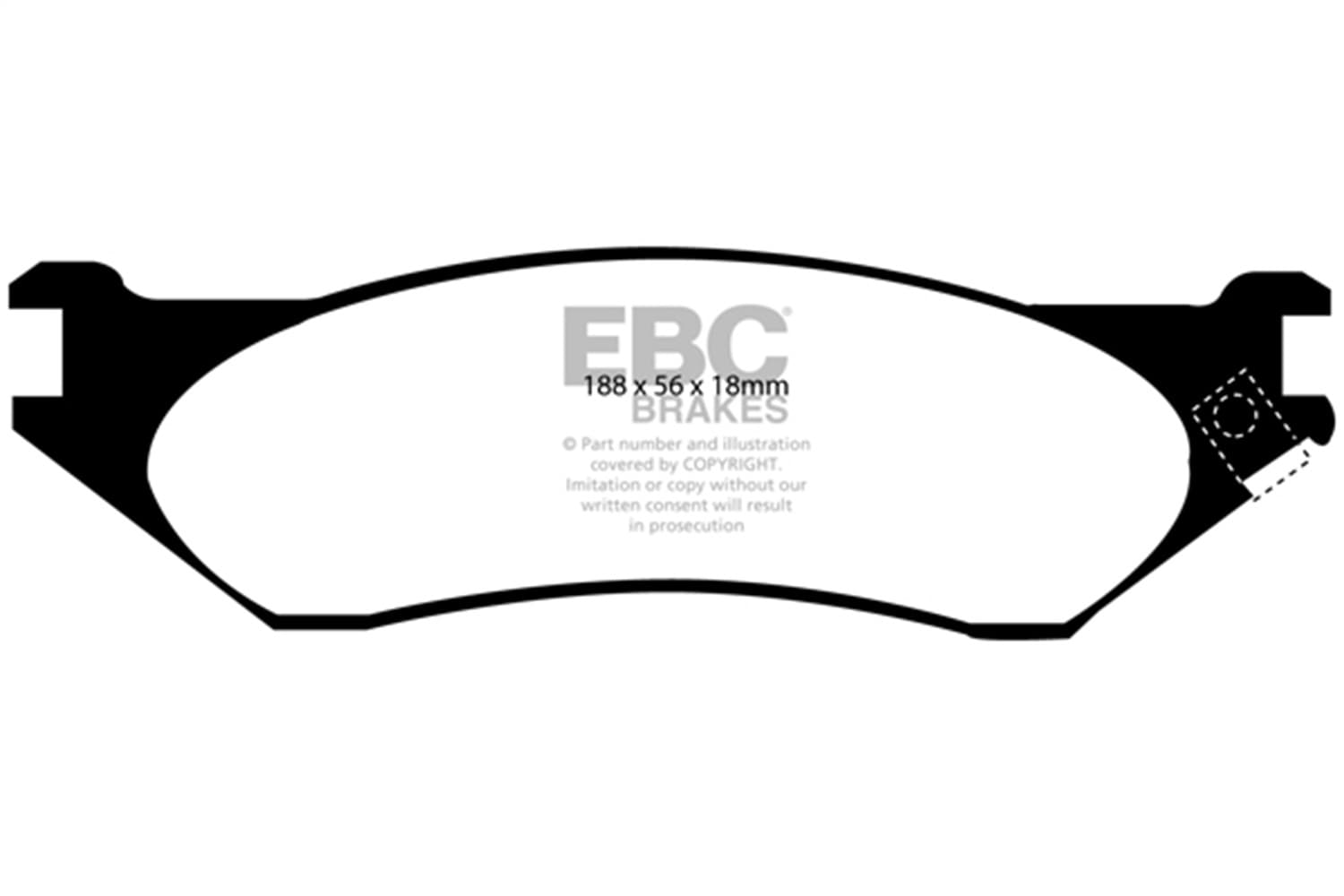 EBC Brakes Truck/SUV Extra Duty Brake Pads; FMSI Pad No. D897; Vented; 336mm Dia.; 67mm Height; 28mm Thick; 78.5mm Center Hole Dia.; Pad Dimensions: 188 x 56 x 18mm;