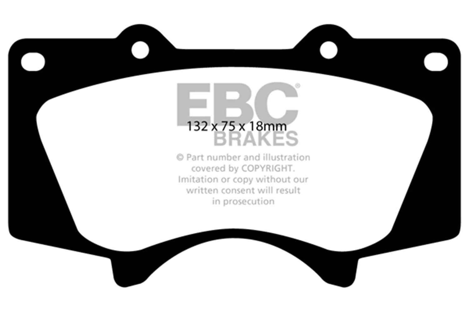 EBC Brakes Ultimax OEM Replacement Brake Pads; FMSI Pad No. D976; Vented; 338mm Dia.; 67.5mm Height; 28mm Thick; 108mm Center Hole Dia.; Pad Dimensions: 132 x 75 x 18mm;