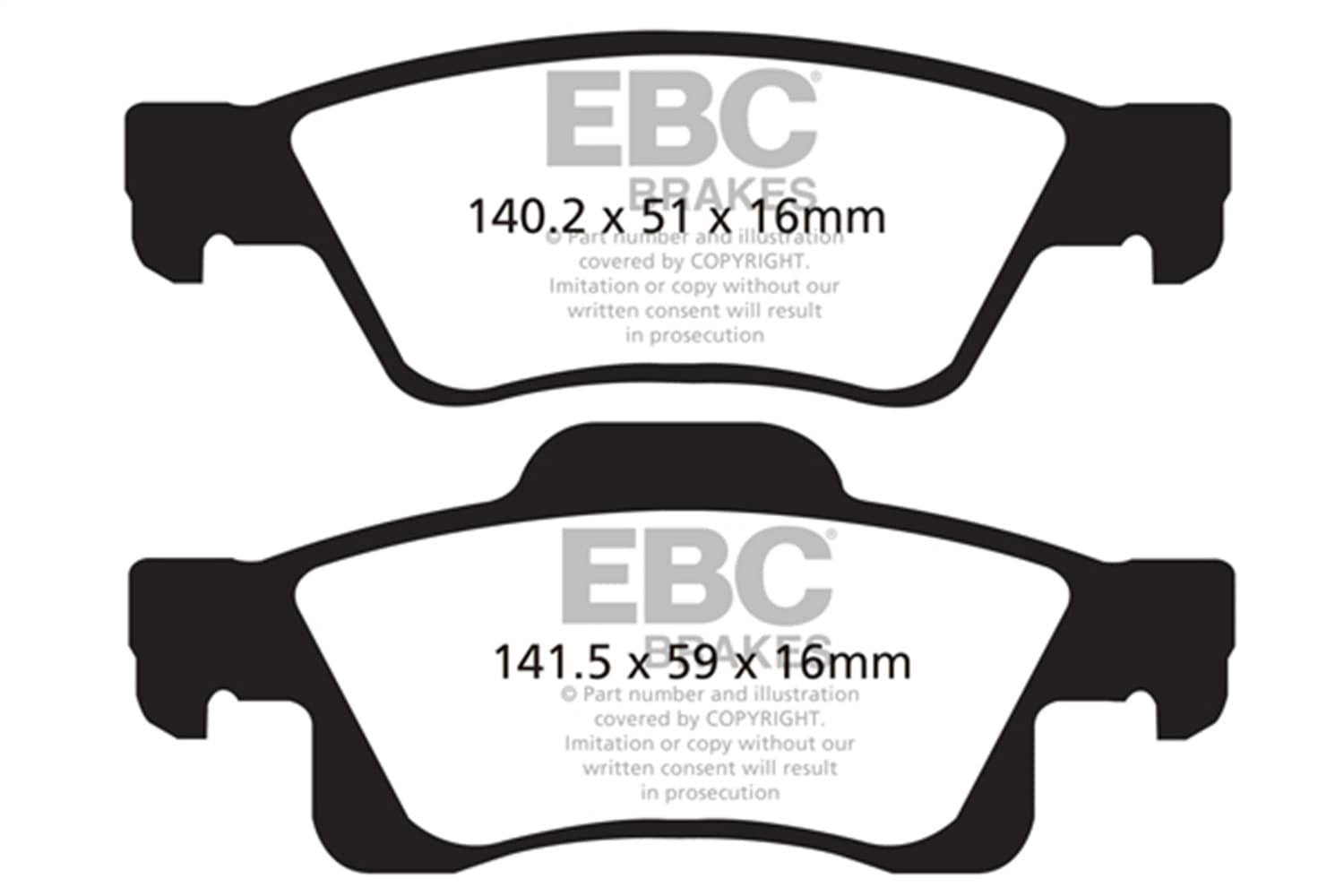 EBC Brakes Yellowstuff Street And Track Brake Pads; FMSI Pad No. D1498; Solid; 330mm Dia.; 63.7mm Height; 14mm Thick; 72mm Center Hole Dia.; Pad Dimensions: 148 x 59 x 17mm;