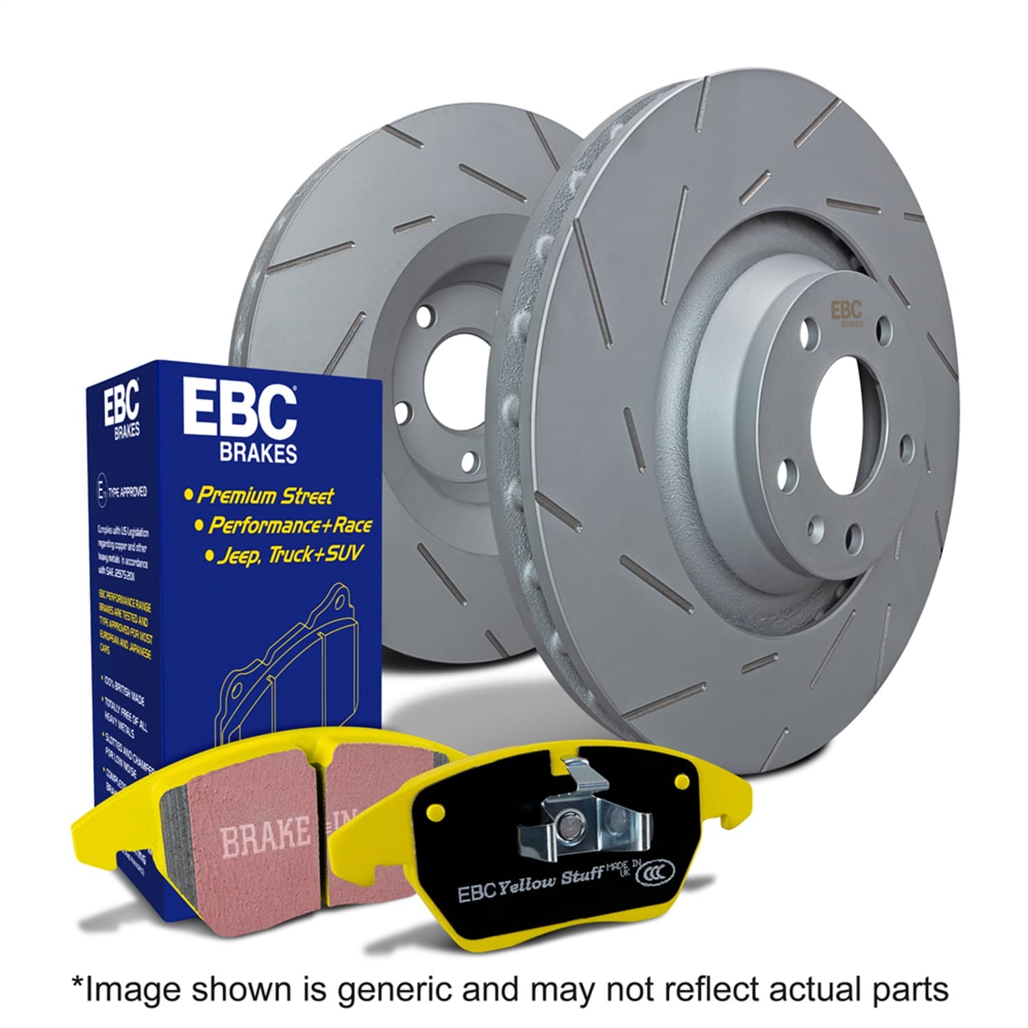 EBC Brakes S9 Kits Yellowstuff and USR Rotors; Front; FMSI Pad No. D1709; Vented; 5 Bolt Holes; 330mm Dia.; 40mm Height; 28mm Thick;