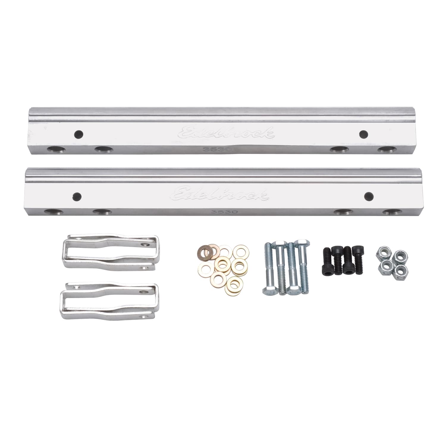 Edelbrock 3630 Fuel Rail Kit for Small-Block Chevy -6 AN in Clear Finish product image