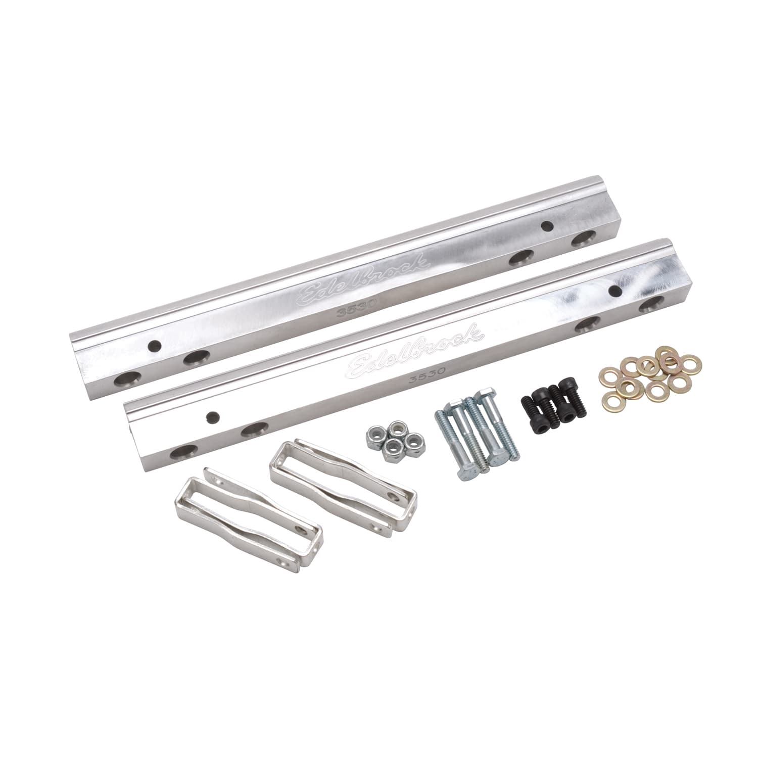 Edelbrock 3630 Fuel Rail Kit for Small-Block Chevy -6 AN in Clear Finish product image