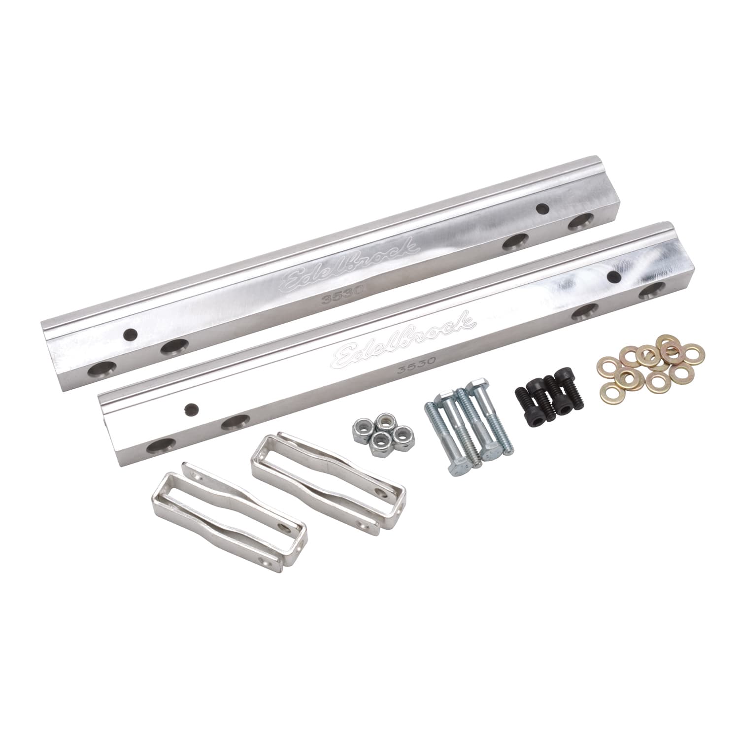 Edelbrock 3630 Fuel Rail Kit for Small-Block Chevy -6 AN in Clear Finish product image