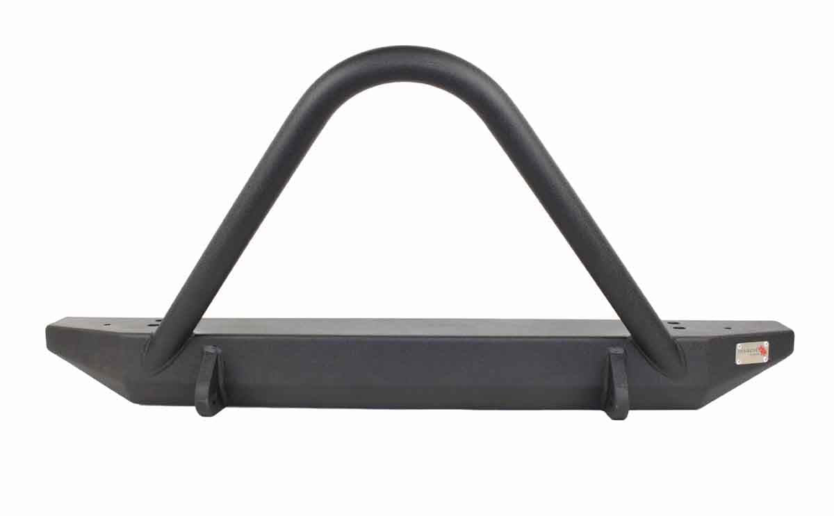 Jeep TJ Front Bumper W/Stinger 97-06 Wrangler TJ Rubicon and Unlimited Steel Black Textured Powdercoat Piranha Series Fishbone Offroad product image
