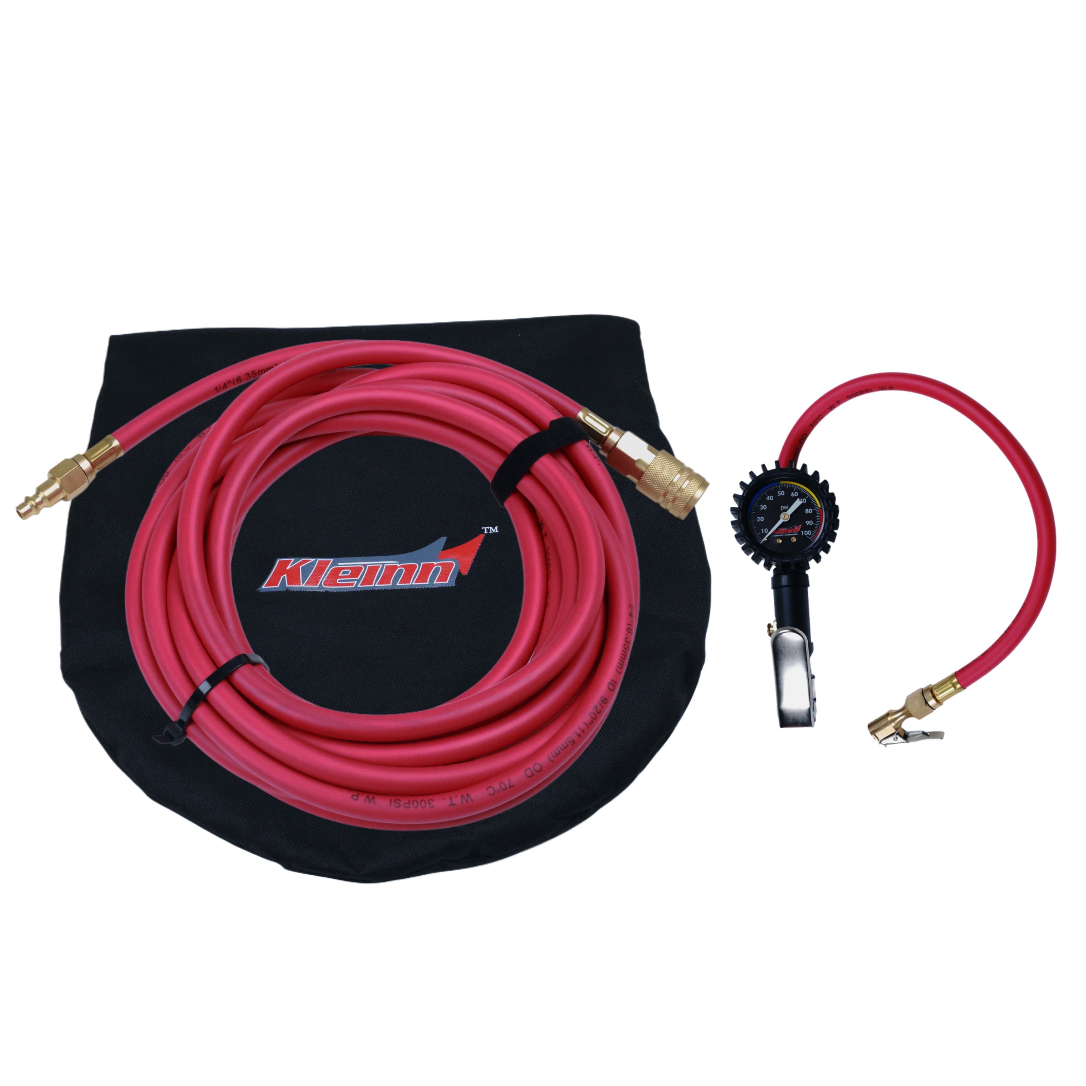Kleinn Automotive Accessories Tire Inflator Kit; Includes 30 ft. Hose/Quick Connect Fittings And Carrying Case;