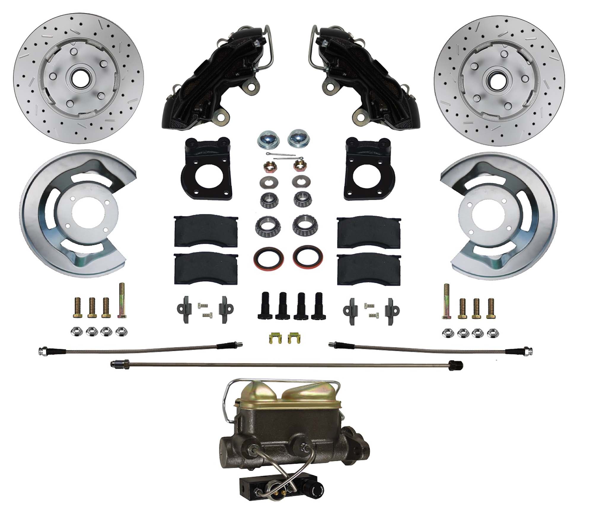 Leed Brakes Leed Brakes BFC0001-4C7X Manual Front Kit with Drilled Rotors and Black Powder Coated Calipers