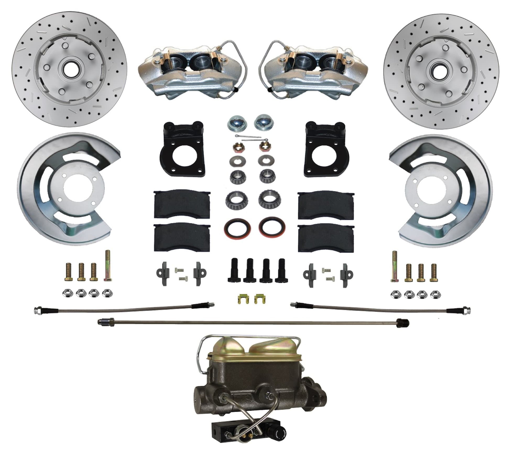 Leed Brakes Leed Brakes FC0001-4C7X Manual Front Kit with Drilled Rotors and Zinc Plated Calipers