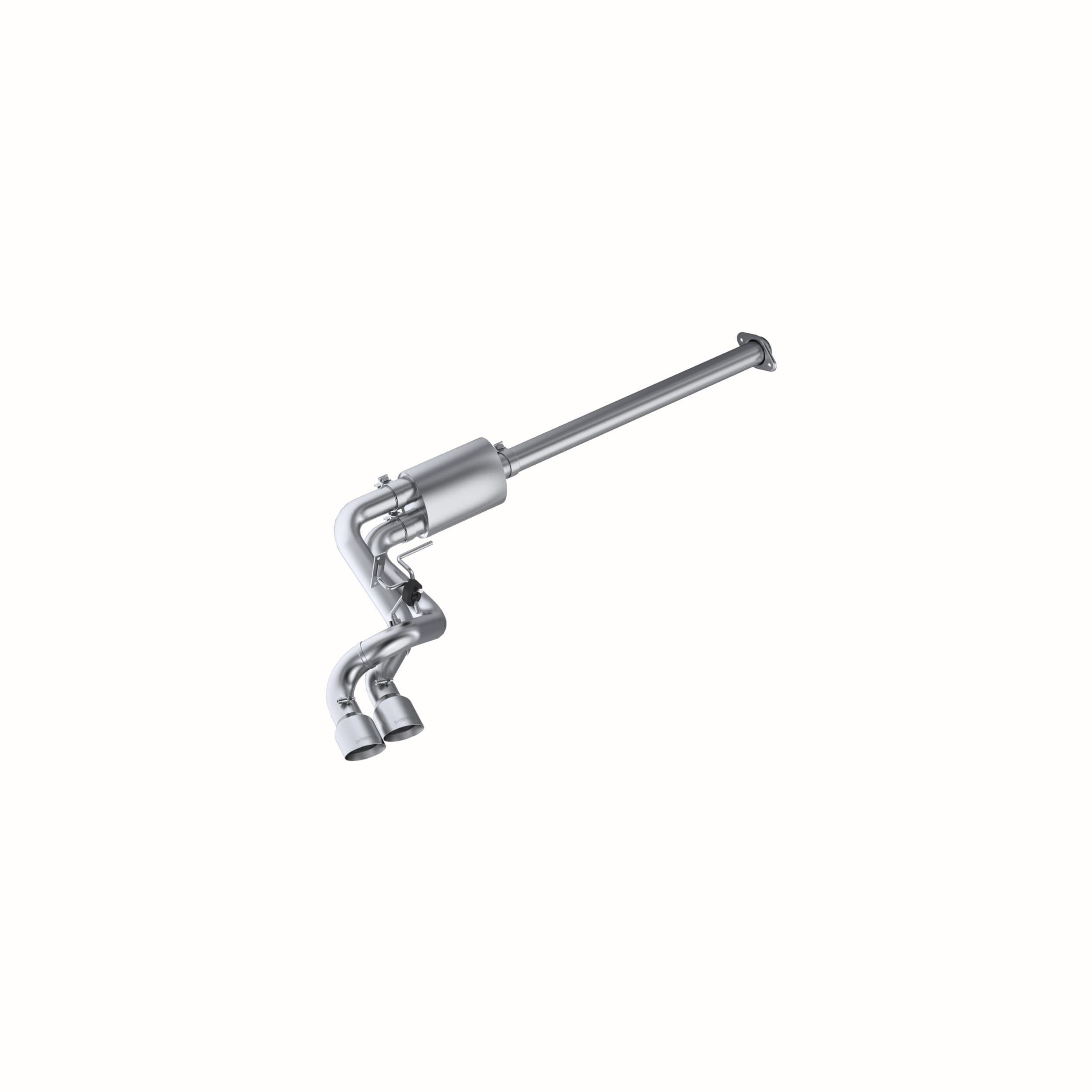 Armor Pro Cat Back Exhaust System; 3 in.; Incl. Front Pipe/Ext. Pipe/Muffler/Tailpipes/Hardware/4.5 in. OD Tips; Pre Axle Dual Side Outlet Exit; T304 Stainless Steel; product image