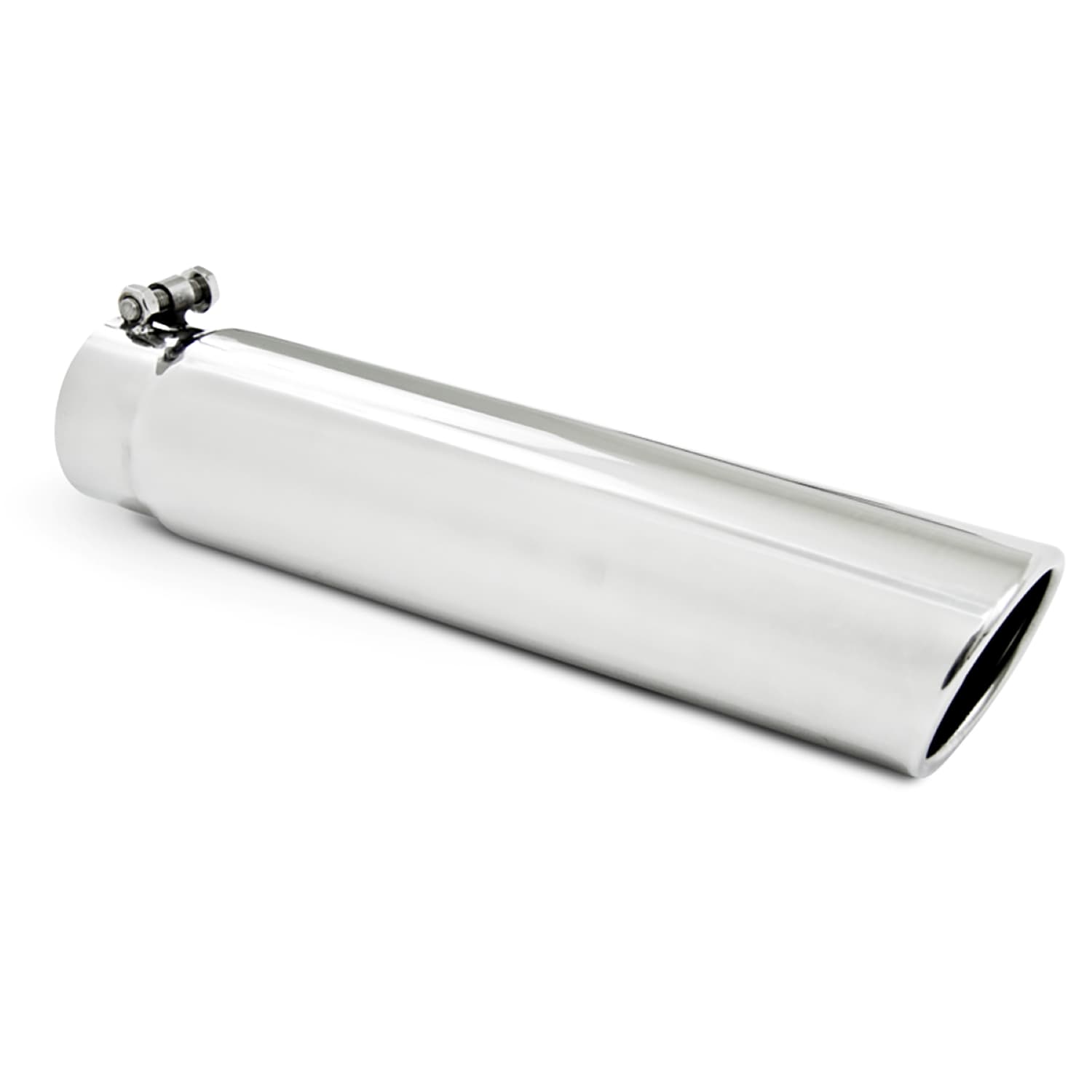 3.5 Inch OD 3 Inch Inlet 16 Inch Length Angled Cut Rolled End Clampless-No Weld T304 Stainless Steel MBRP product image