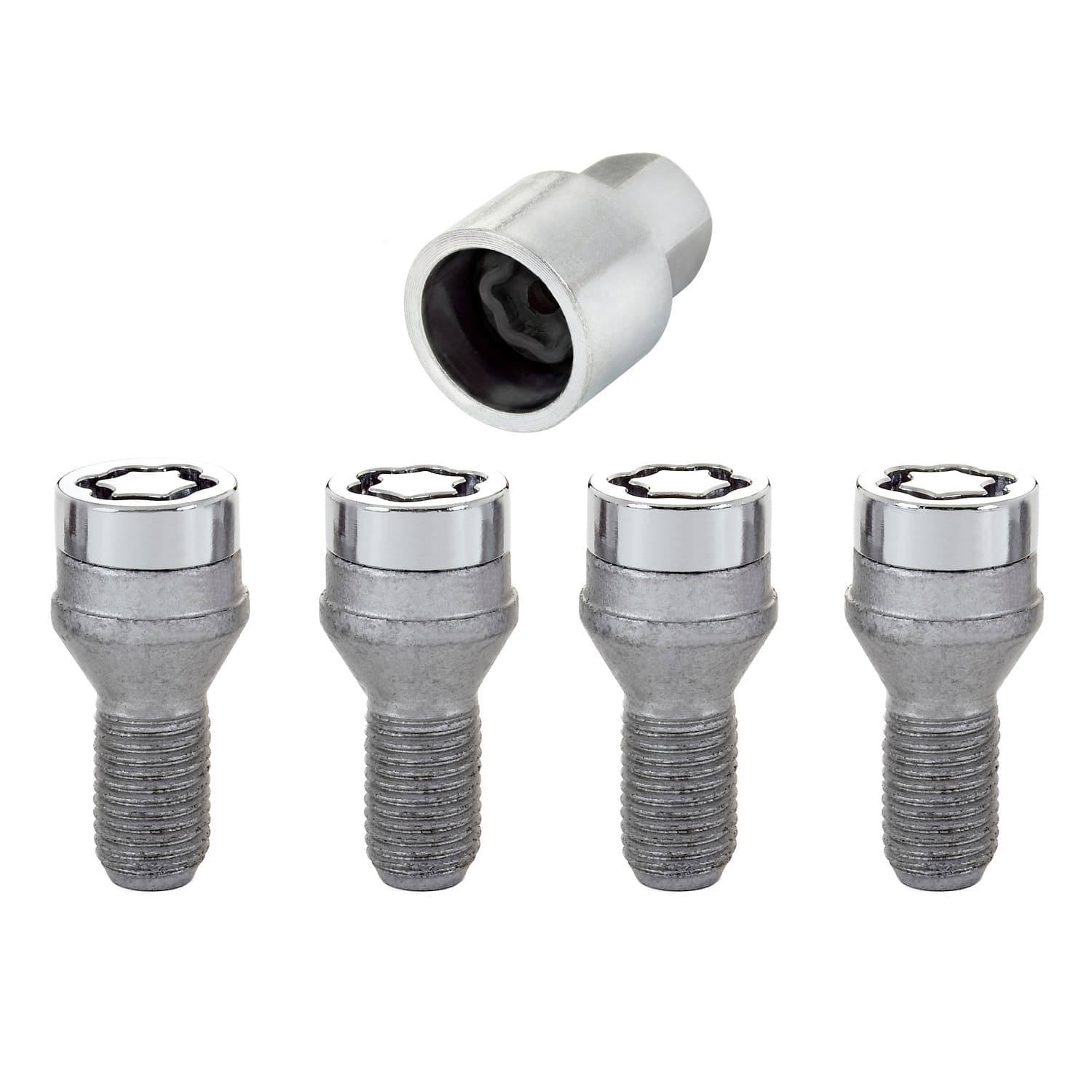 McGard Wheel Lock Set M12x1.25 Bolt Cone Seat 17mm Hex 22.0mm Shank Chrome