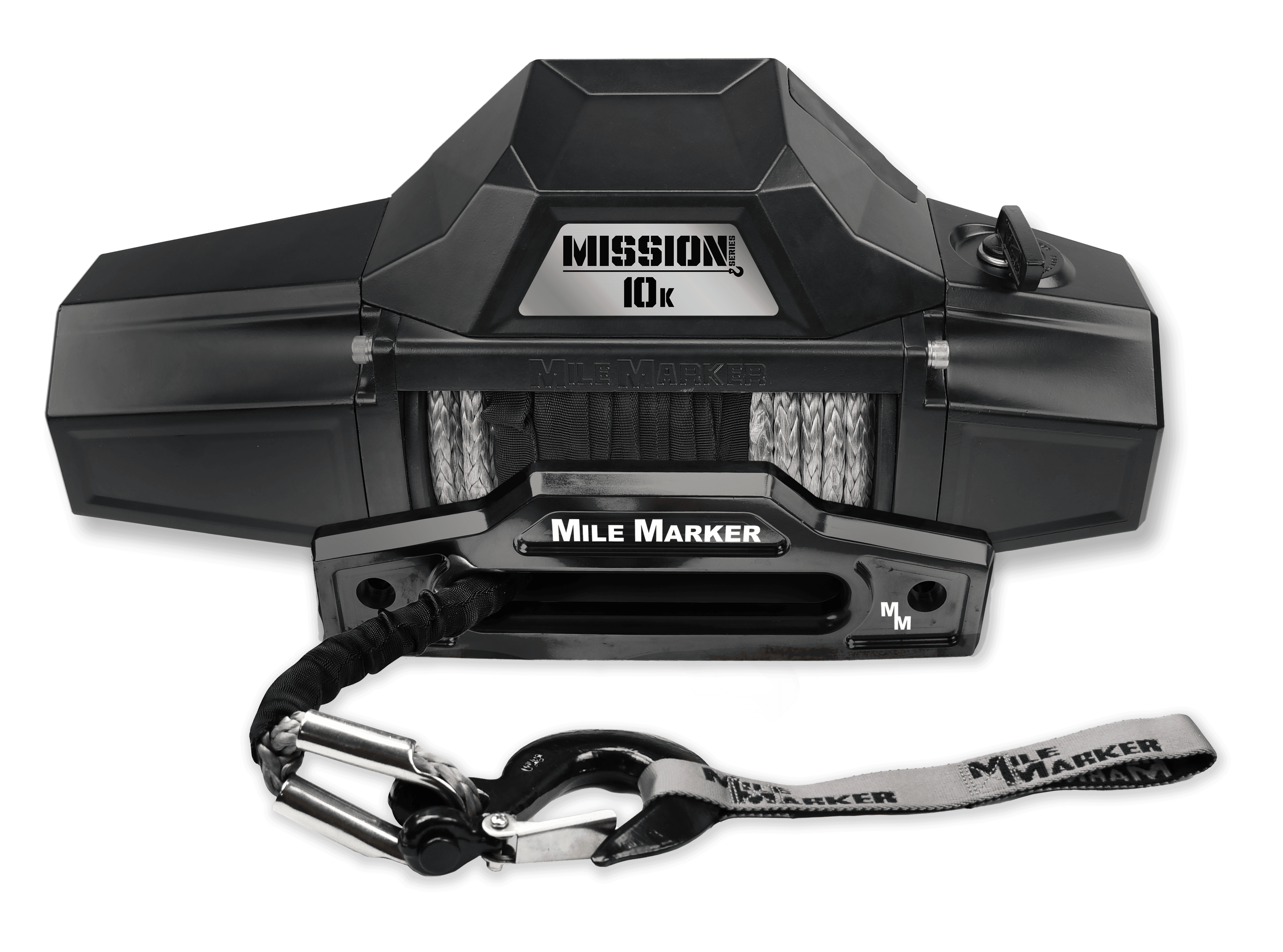 Mile Marker Mission 10K Capacity Winch with Synthetic Rope - Covert Black