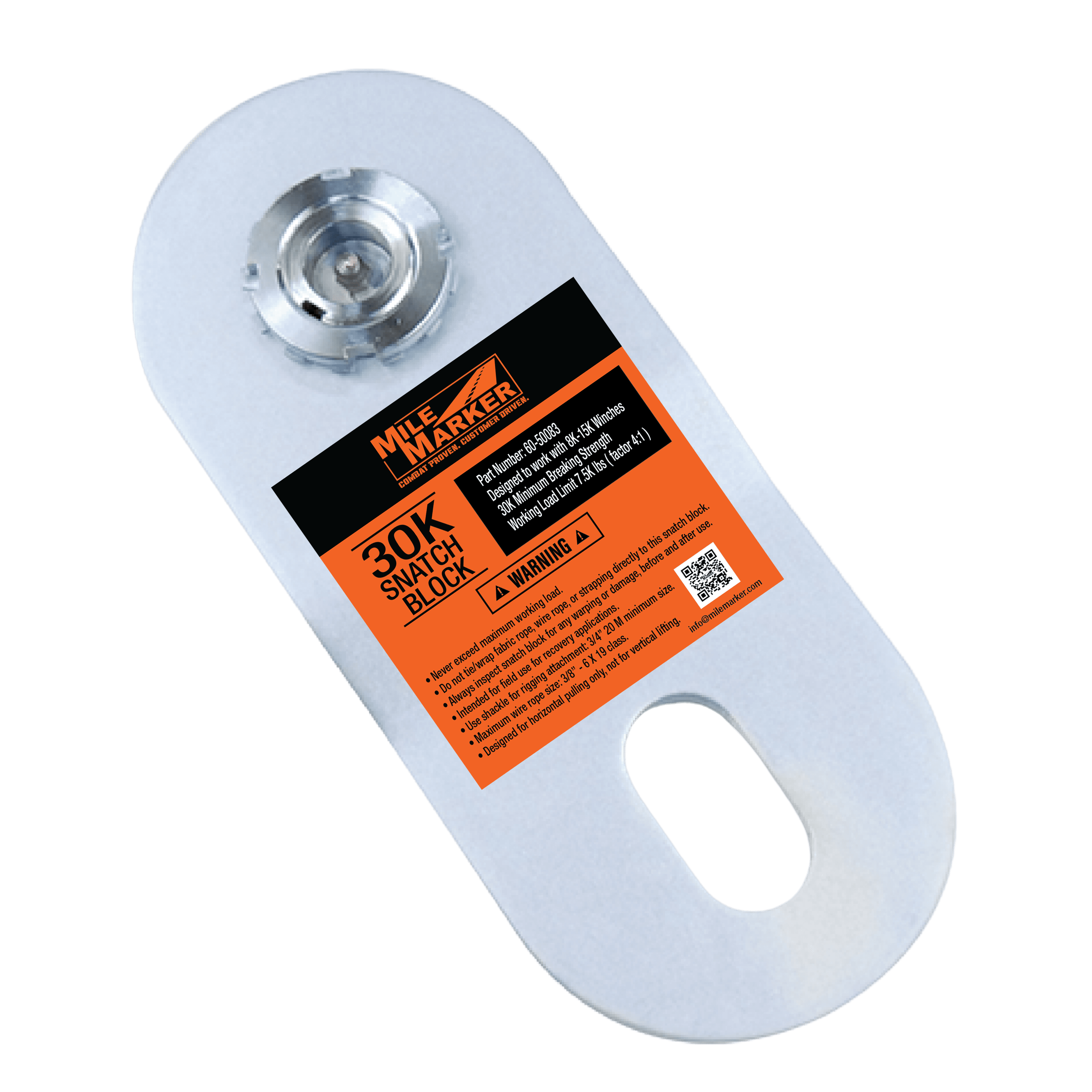 Mile Marker Heavy Duty Snatch Block 20,000 LB Rating White Mile Marker
