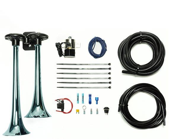Basic Dual Air Horn Kit For Onboard Air Cast Zinc AlloyStainless Steel Chrome Finish Pacbrake product image
