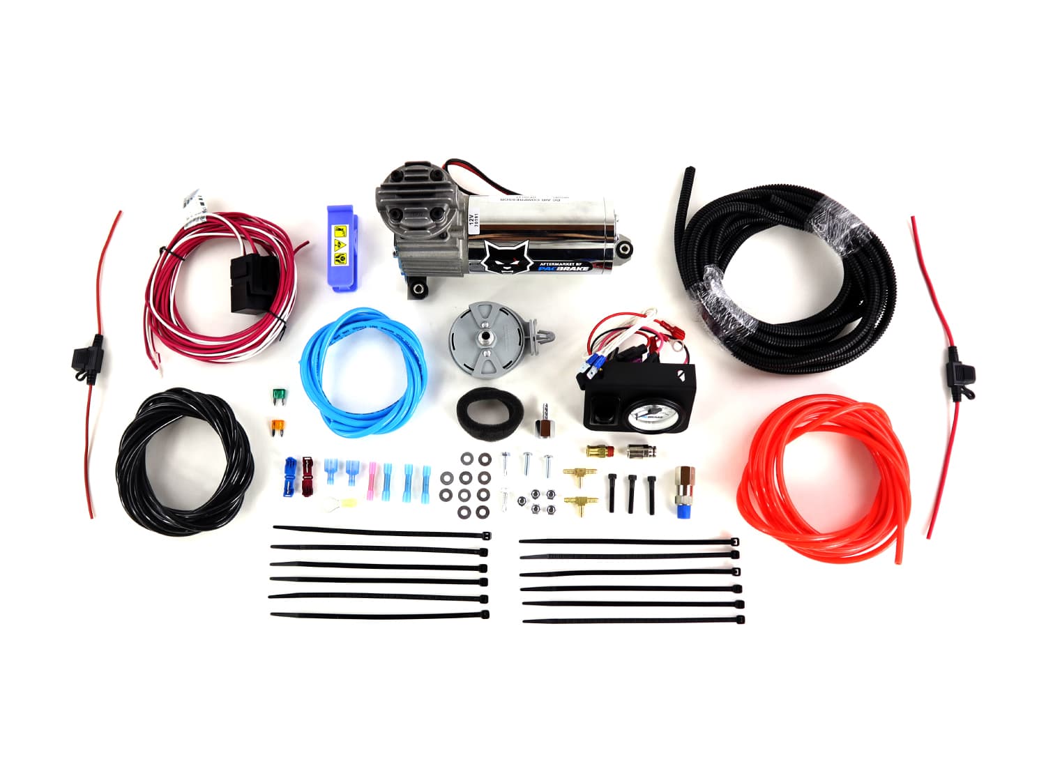 Premium In Cab Control Kit For Simultaneous Air Spring Activation WHP325 Compressor Air Spring Dash Switches Pre Built Harnesses Fittings Fasteners Everything Required For Complete Install Pacbrake product image
