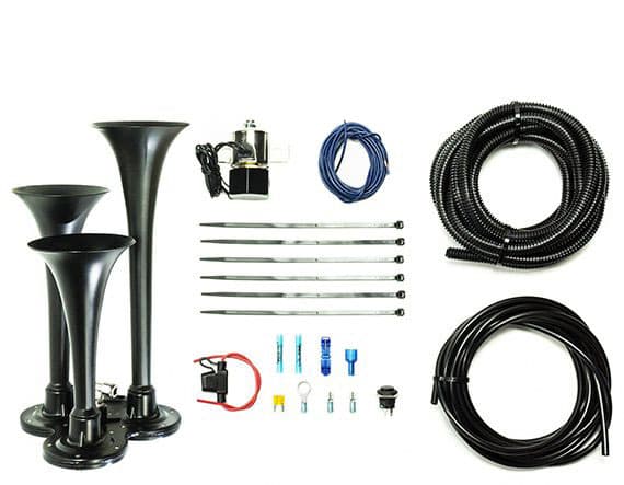 Basic Trio Air Horn Kit For Onboard Air Cast Zinc AlloyStainless Steel Chrome Finish Pacbrake product image