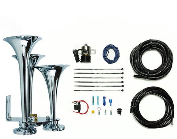 Basic Triple Train Horn Kit For Onboard Air Cast Zinc AlloyStainless Steel Chrome Finish Pacbrake product image