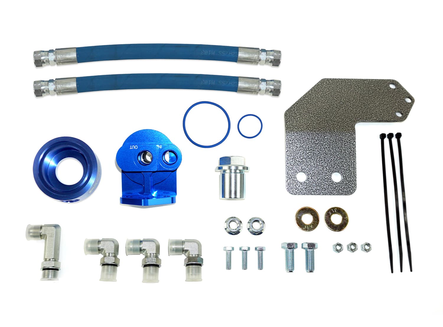 HP10596 Oil Filter Relocation Kit for 2019-2024 RAM 1500 5.7L HEMI (M22 x 1.5 Oil Filter Threads) product image