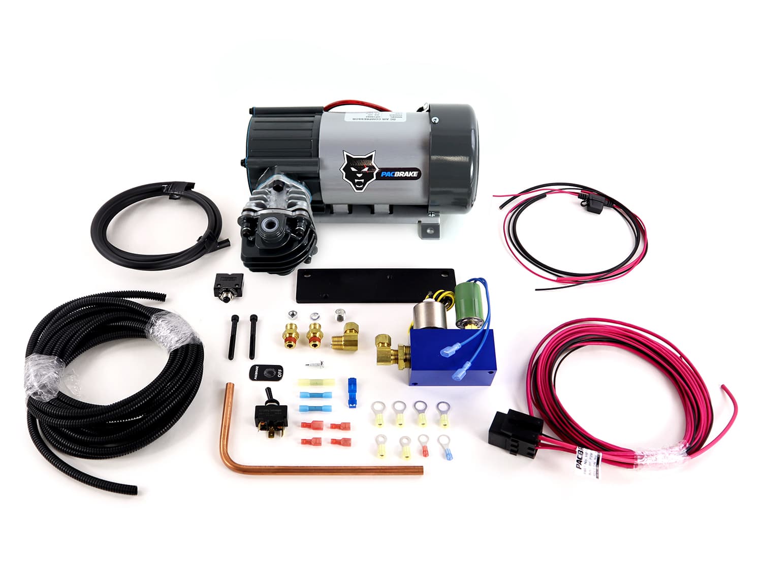 12V HP625 Series Heavy Duty Air Compressor Kit WHP10625H Air Compressor The Entire Unloader Block Assembly Kit WPre-Built Harnesses Kit HP10116 Pacbrake product image