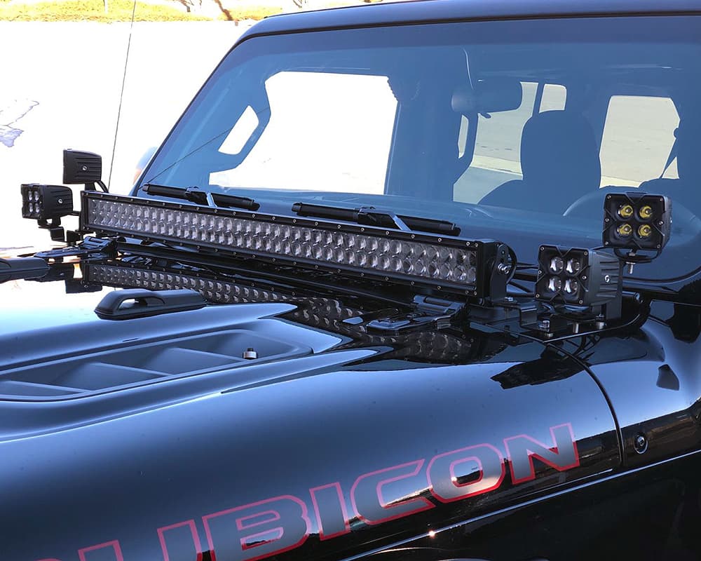 Quake LED - QBJ371 - Jeep Wrangler JL/Gladiator A-Pillar Dual Pod/Single 42 Inch Light Bar Cowl Mount for 2018-2020 Jeep Wrangler product image