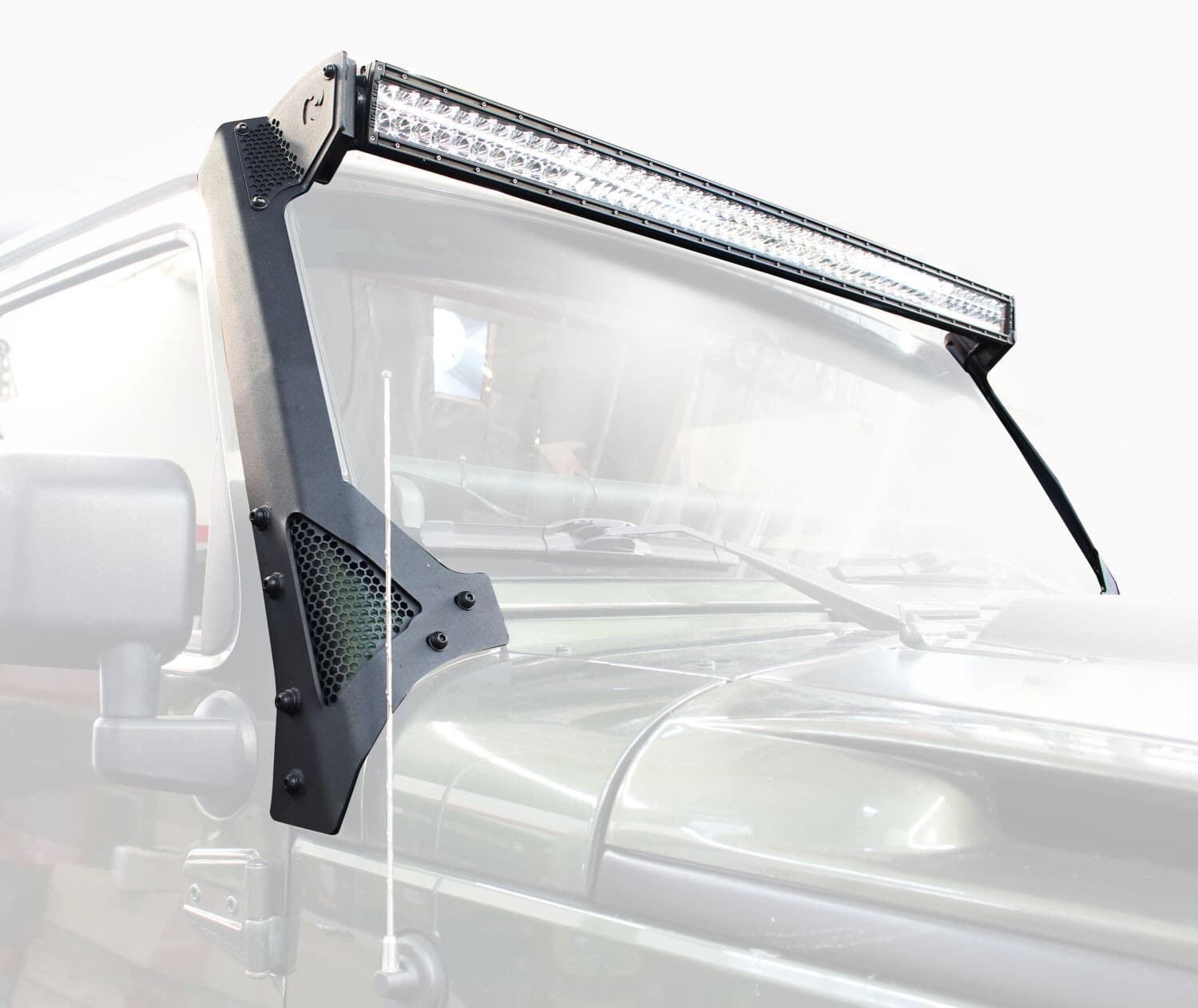 0718 Wrangler JK Black Xe Series Windshield LED Light Bar Mount Bracket product image