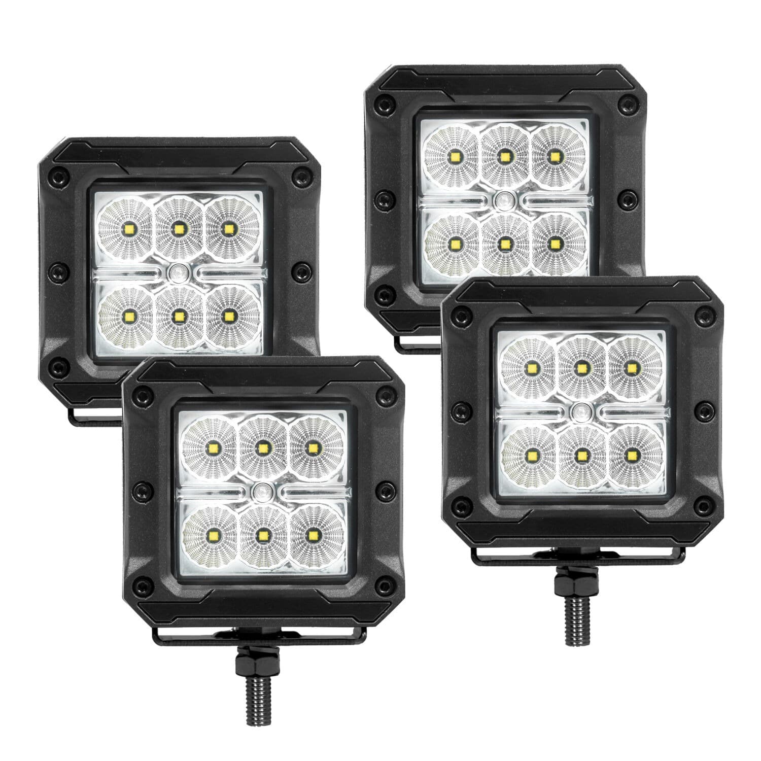 Go Rhino Go Rhino 751803043FCS Bright Series - 3x3 Cube LED Flood Lights, Set of Four