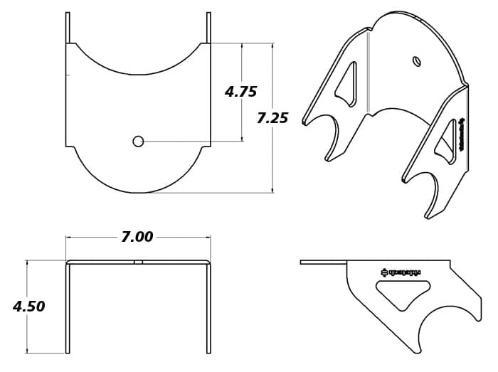 Ridetech Ridetech 90000431 Dropped lower weld-on air spring axle bracket, uncoated.