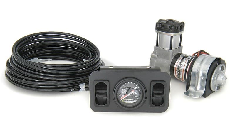 Ridetech On-Demand 2 Way Compressor Kit W/ Analog Gauge Model 215 Compressor Control Panel W/ 2 Switches And Dual Needle Gauge Airline And Fittings Ridetech