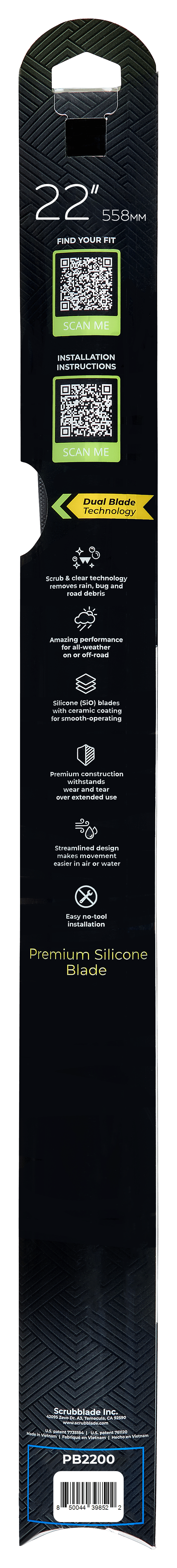 Scrubblade - 22 550mm Black Edition Silicone Wiper Blade - PB2200 product image