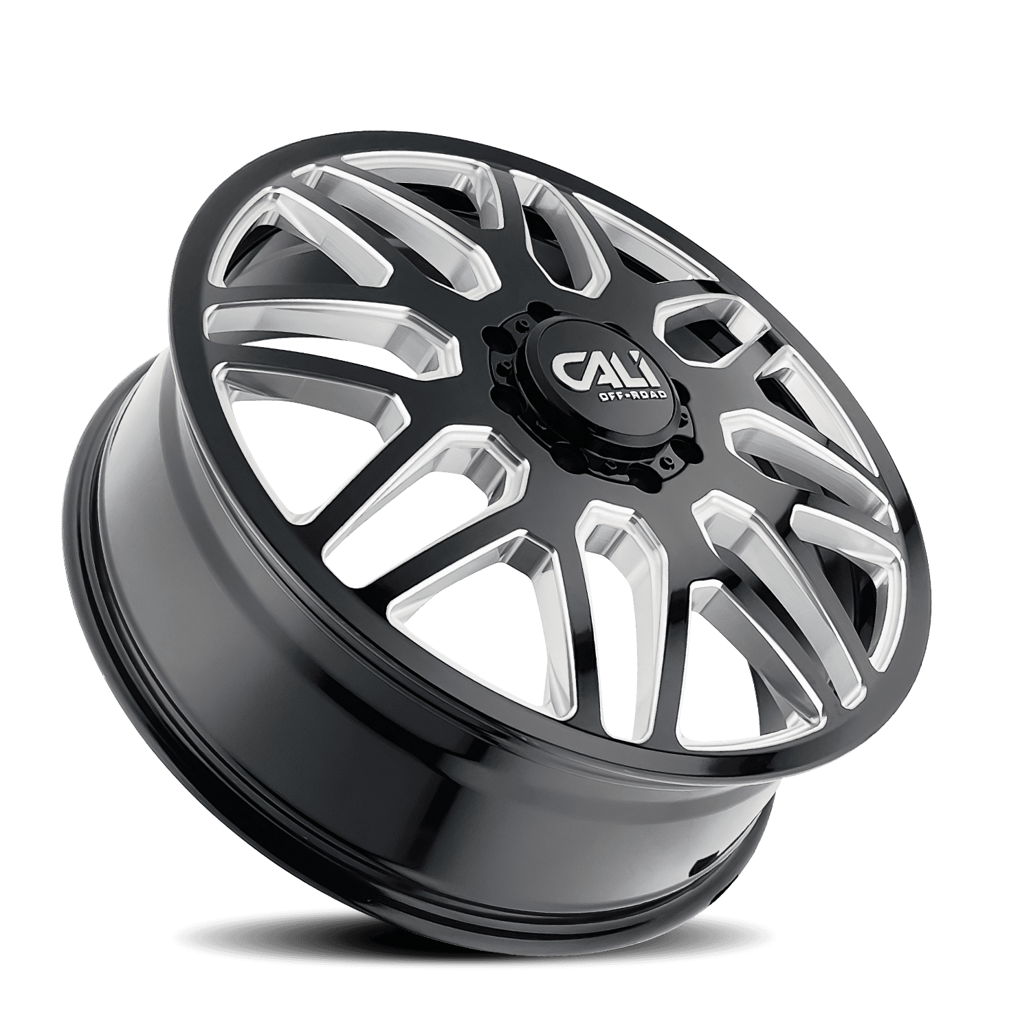 Dually Wheels Invader Dually 9115D GB-M 24x8.25 Milled Spokes Gloss Black 8 On 200 Bolt Pattern 115 Offset Cali Offroad Wheels product image