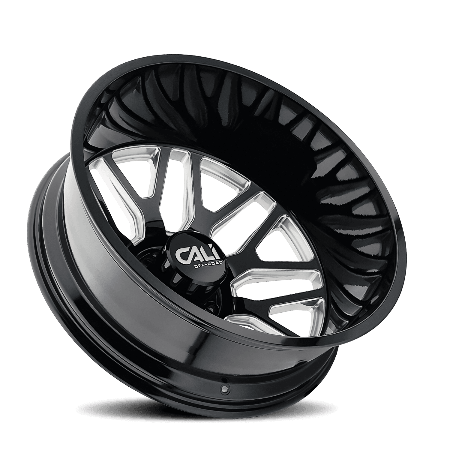 Dually Wheels Invader Dually 9115D GB-M 22x8.25 Milled Spokes Gloss Black 8 On 200 Bolt Pattern -192 Offset Cali Offroad Wheels product image