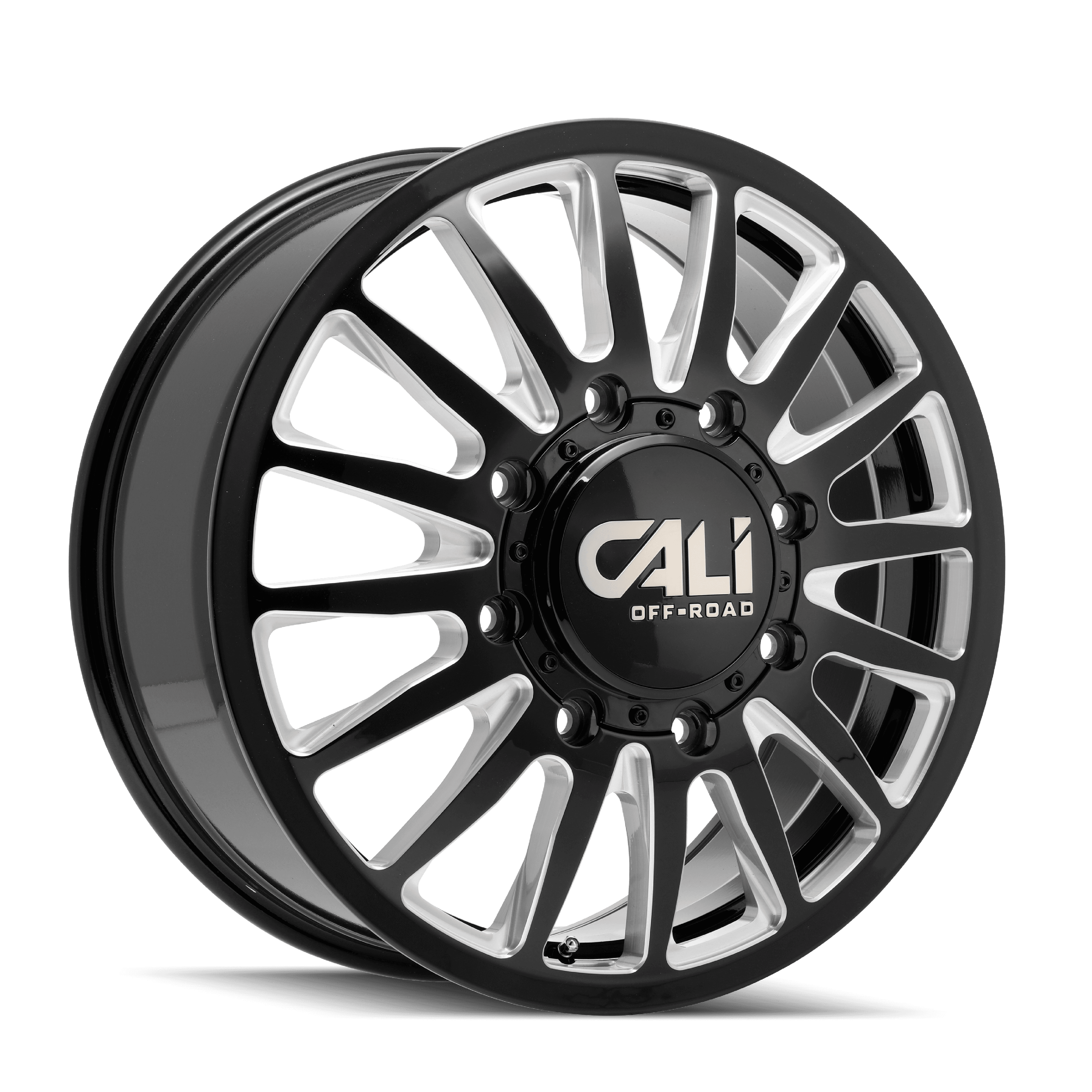 Cali Offroad Dually Wheels Summit Dually 9110D GB 22x8.25 Milled Spokes Gloss Black 8 On 200 Bolt Pattern 115 Offset Cali Offroad Wheels