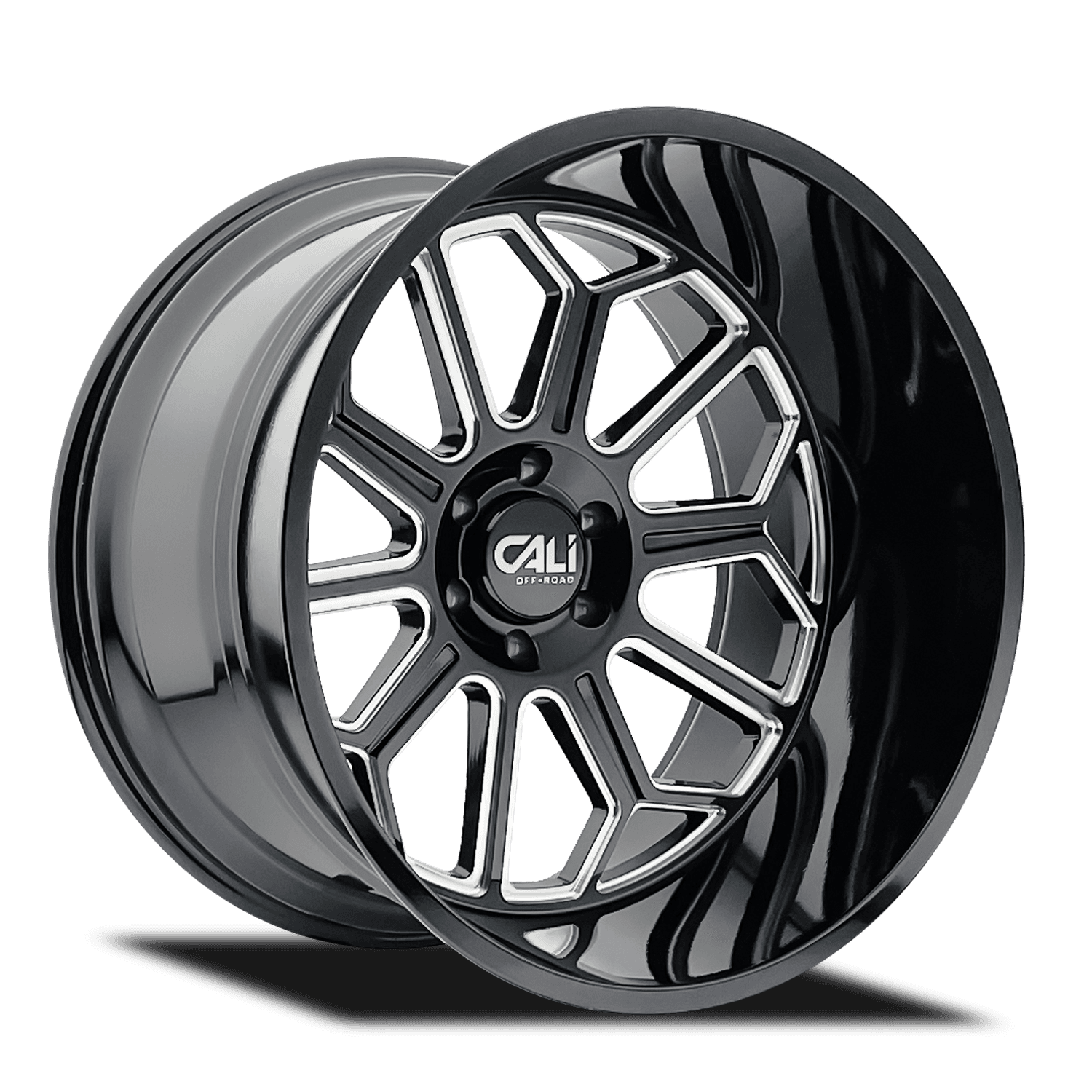Cast Aluminum Wheels Auburn 9117 BM 24x14 Milled Gloss Black 8 On 170 Bolt Pattern -76 Offset Cali Offroad Wheels product image