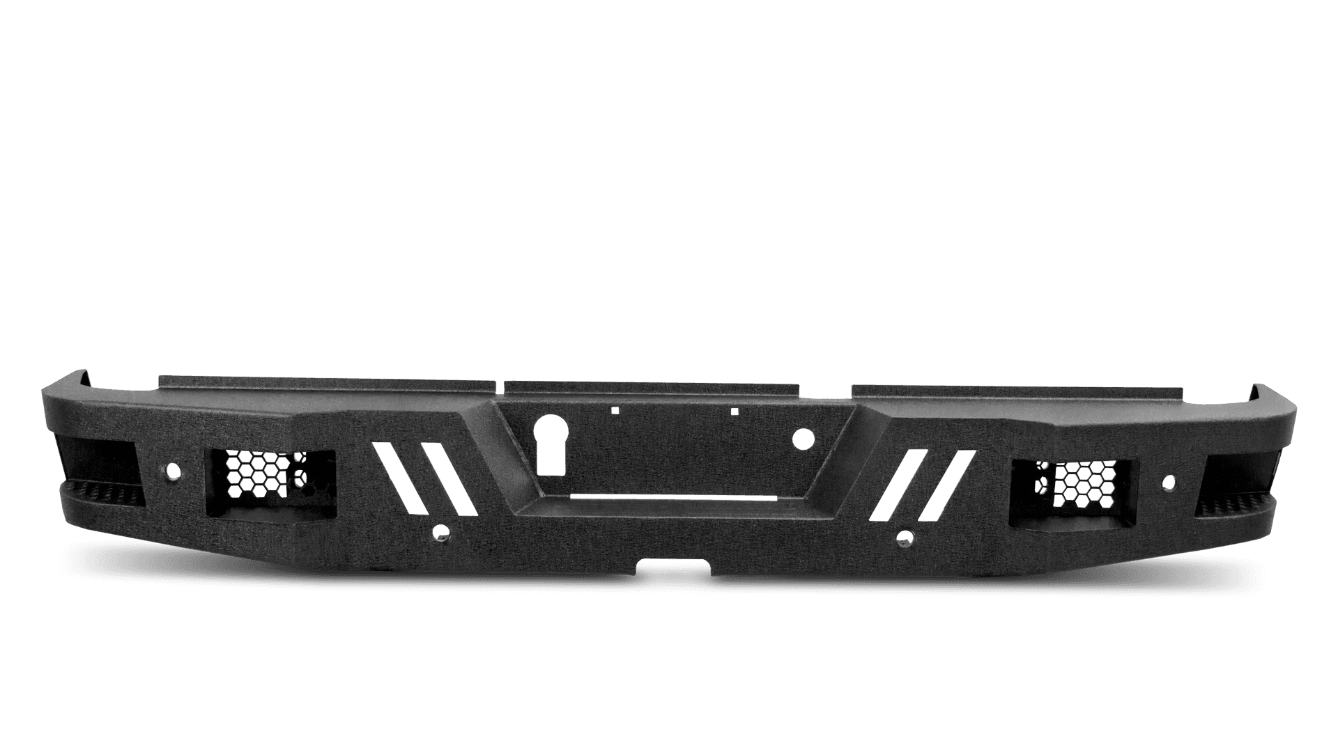 ECO-Series Rear Bumper; w/Dual Cube Light Pockets; 1/8 in. Steel Plate; Textured Black; product image
