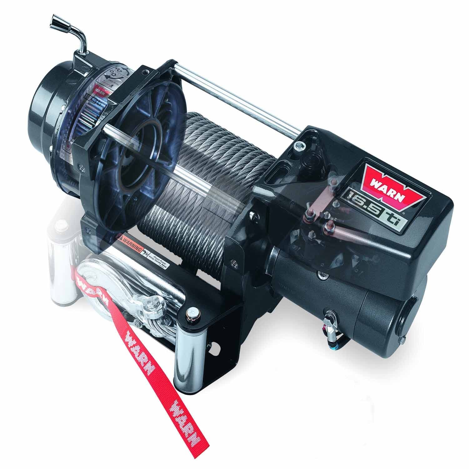 WARN - Vehicle Mounted; Vehicle Recovery Winch; 12 Volt Electric; 16500 Pound Pull Line Capacity; 90 Foot Wire Rope; Roller Fairlead; Wired Remote; Planetary product image