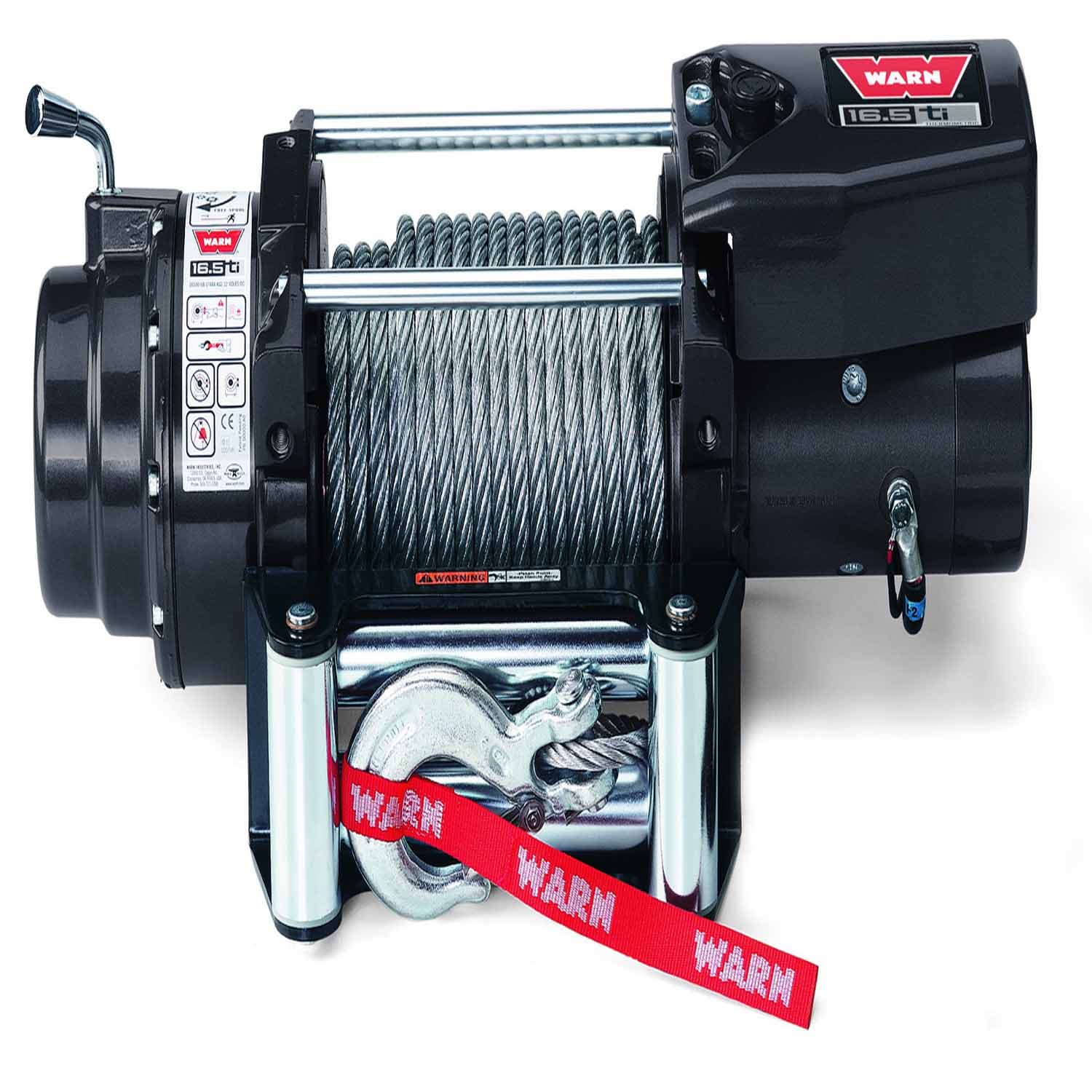 WARN - Vehicle Mounted; Vehicle Recovery Winch; 12 Volt Electric; 16500 Pound Pull Line Capacity; 90 Foot Wire Rope; Roller Fairlead; Wired Remote; Planetary product image