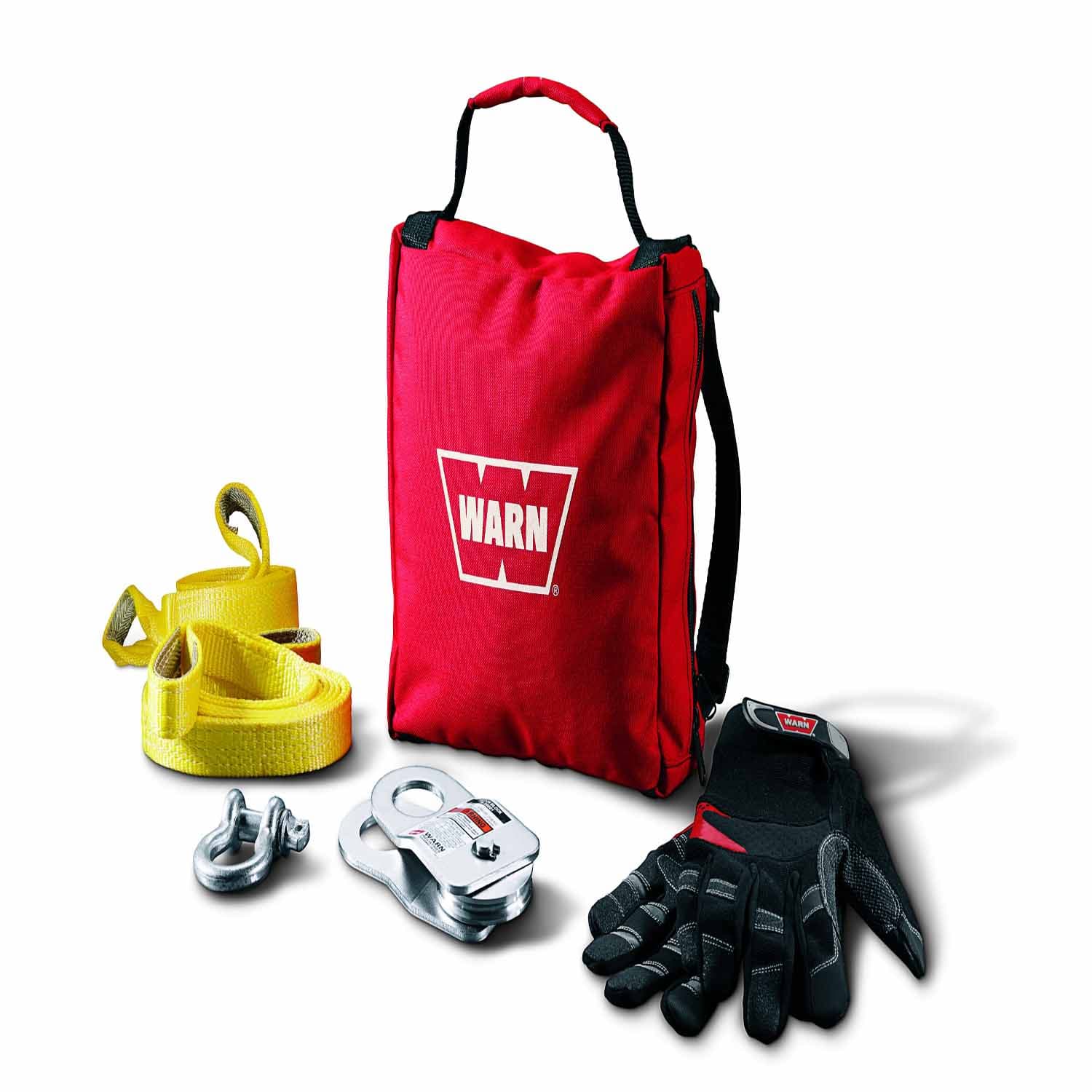 WARN - Warn recovery kit for winch capacities up to 4500 lbs. Includes 9000 Pound Capacity Snatch Block; 2 Tree Trunk Protectors; 1/2 Inch D-Shackle; Pair of product image