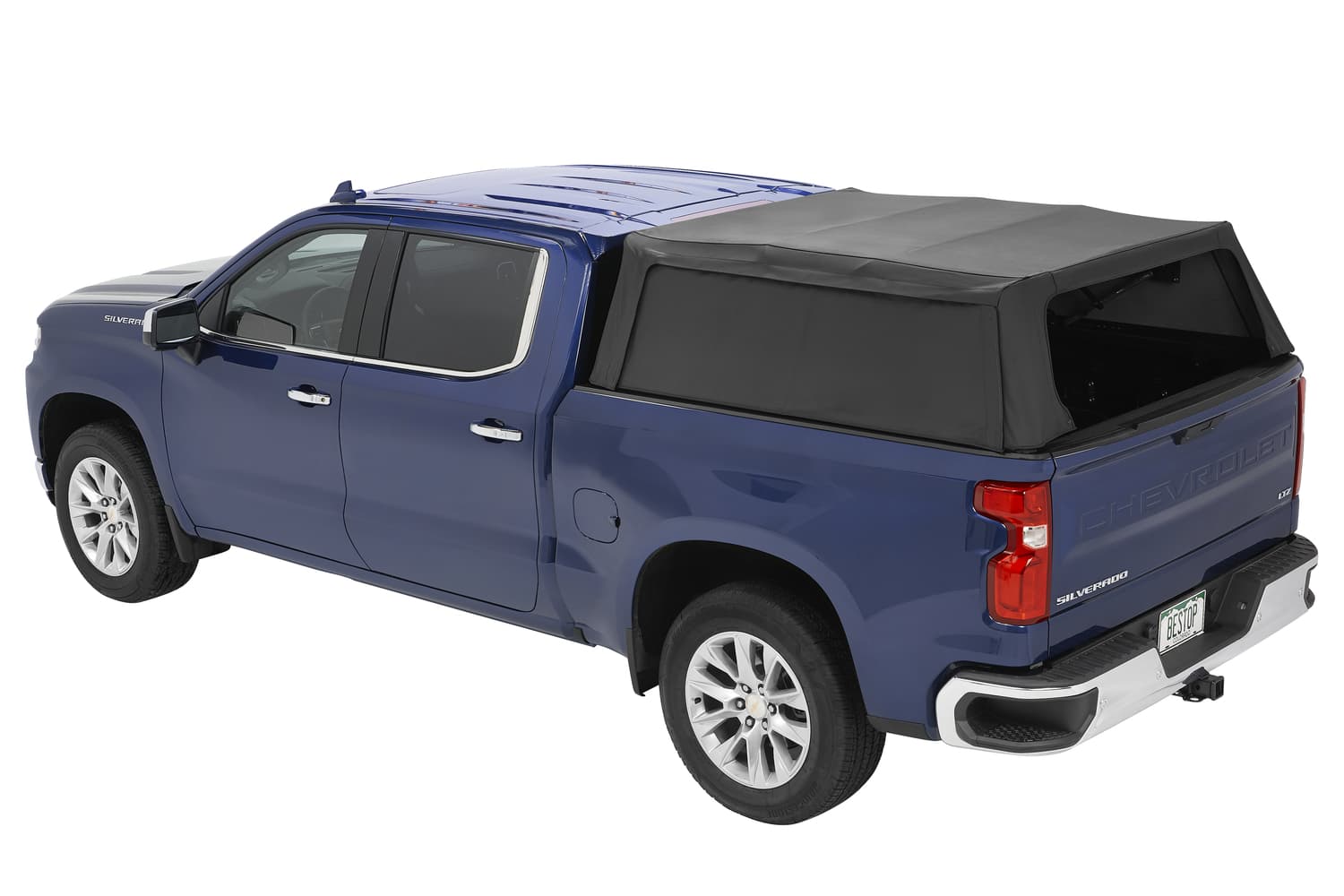 Supertop Truck Bed Cap 2 For Chevy/GMC 2019-2024 Silverado/Sierra 1500 5.8 Foot Black Diamond PVC Coated Sailcloth No Drill Bestop product image