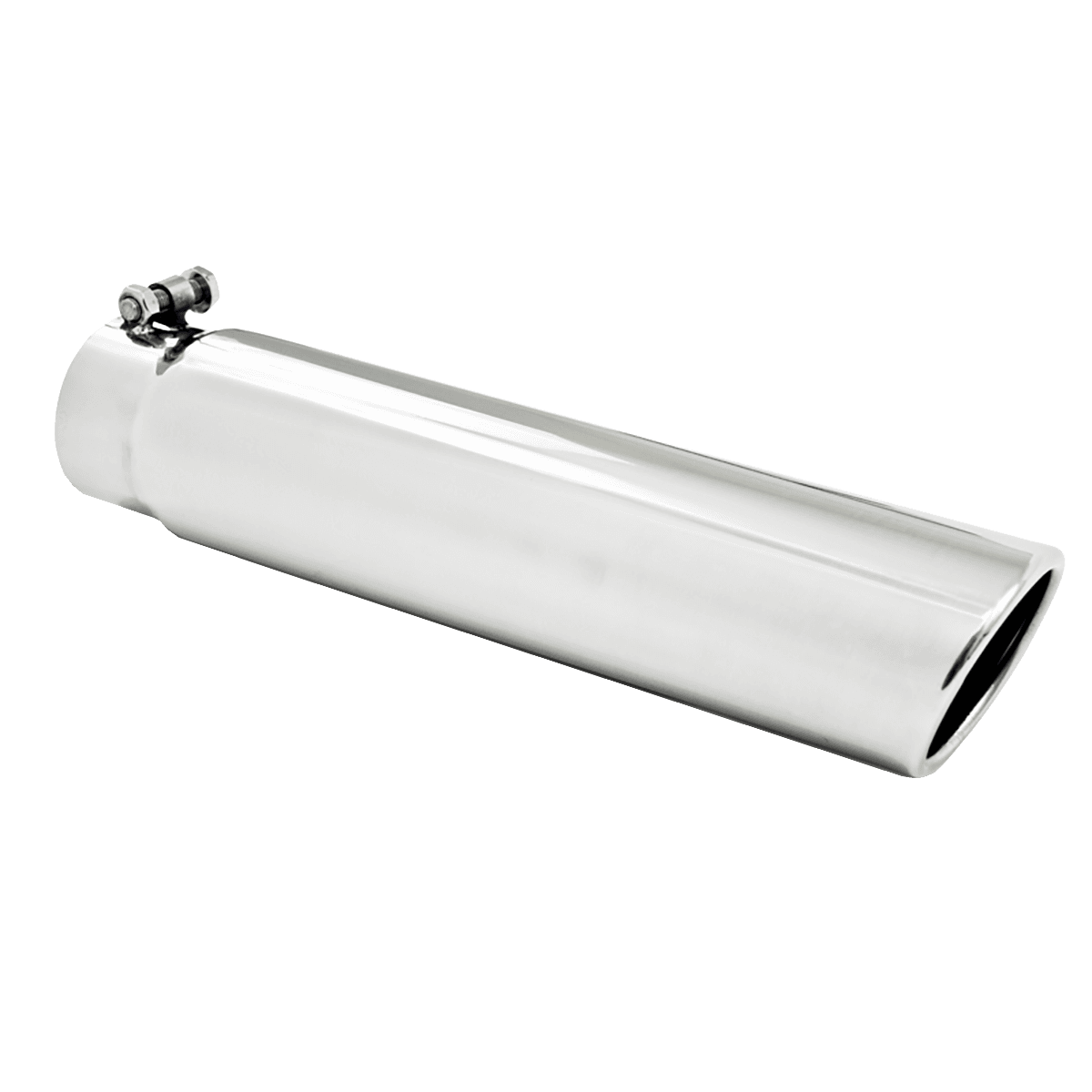 3.5 Inch OD 3 Inch Inlet 16 Inch Length Angled Cut Rolled End Clampless-No Weld T304 Stainless Steel MBRP product image