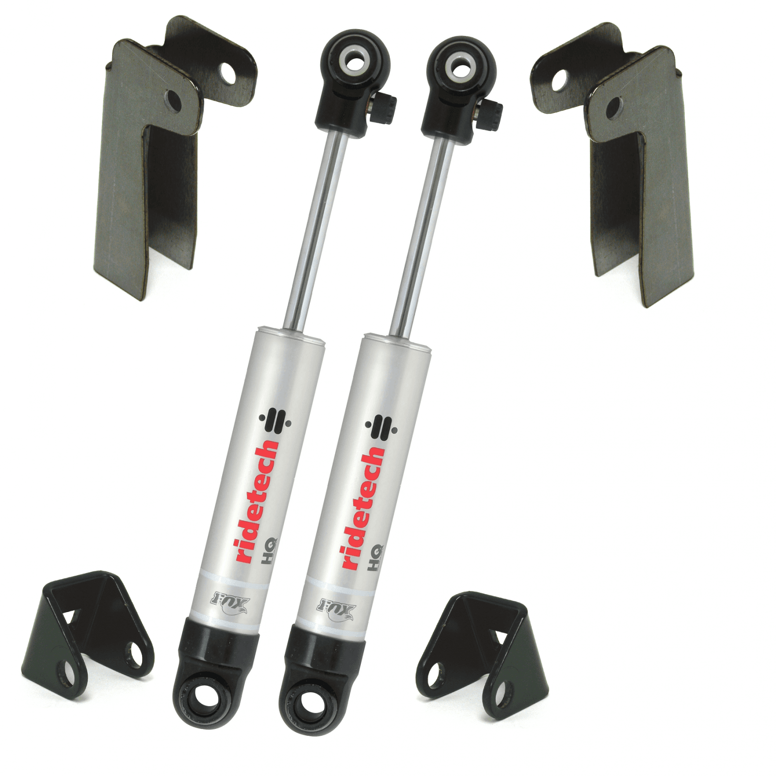 Front Shock Relocation Kit Universal Pair Of 4.75 Inch Stroke HQ Shocks W/ Weld-On Upper And Lower Brackets These Shocks Are 10.15 Inch X 14.9 Inch W/ A 12.5 -13 Inch Ride Height Ridetech product image
