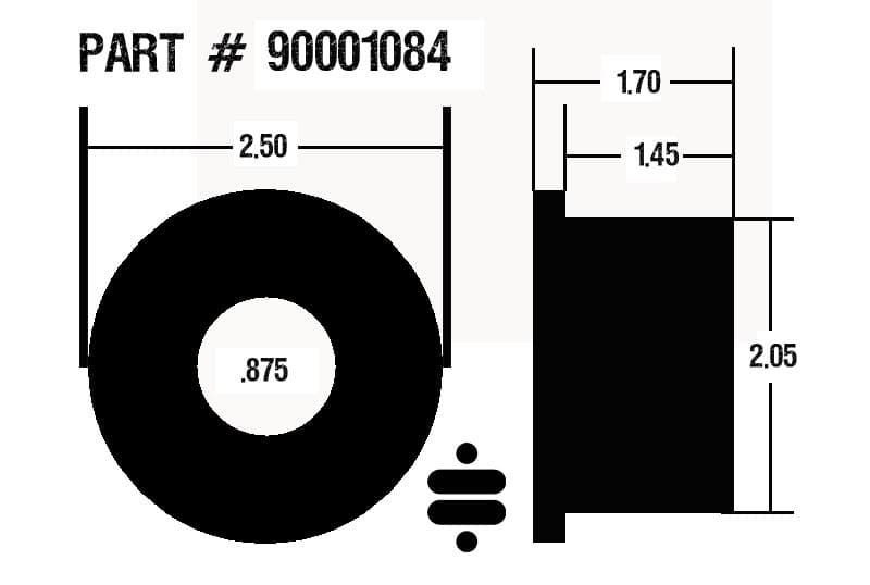 Ridetech 90001084 Large black polyurethane bushing half - 2 O.D. x 1.7 long. product image