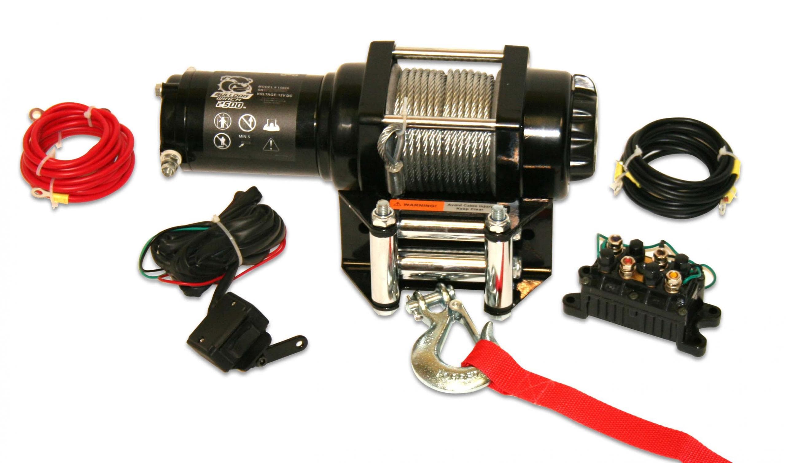 Bulldog Winch 2,500 LB ATV Winch 50 Ft Wire Rope W/Mini Rocker Switch Mounting Channel Roller Fairlead Bulldog Winch