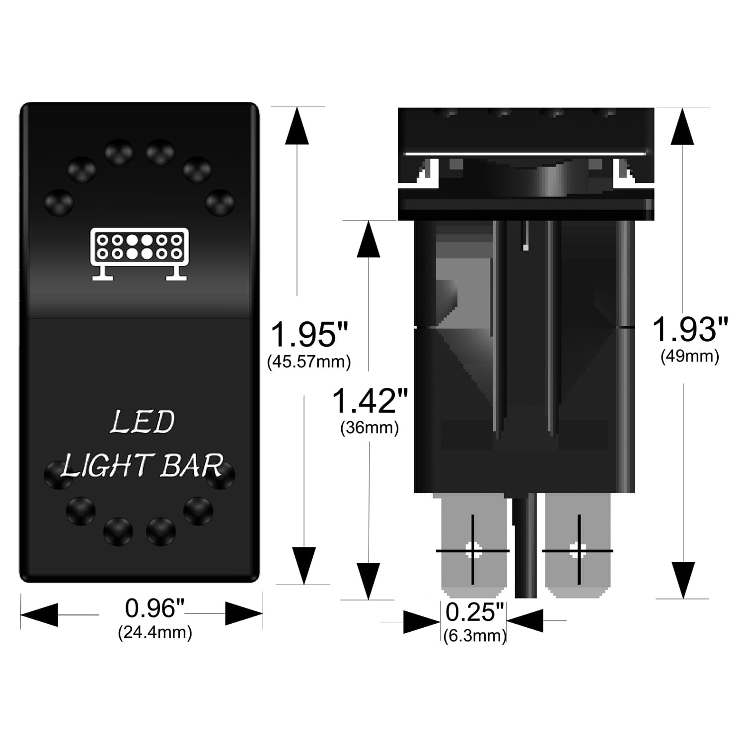 Rocker Switch On/Off 5 Pin LED Light Bar White Bulldog Winch product image