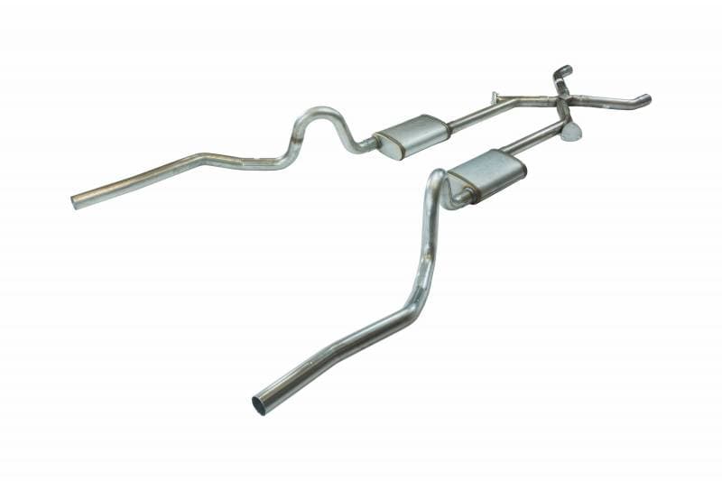 Crossmember Back w/Xchange Exhaust System 70-71 GTO/68-72 442 Split Rear Dual Exit 2.5 in Intermediate And Tail Pipe w/Valance Cutouts Hardware Incl Muffler And Tip Not Incl Pypes Exhaust product image