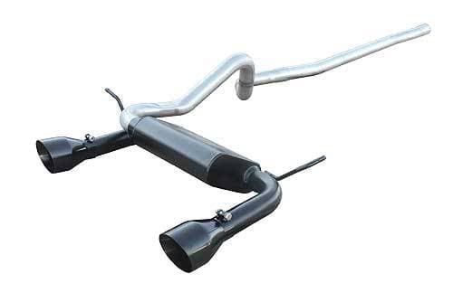 Cat Back Exhaust System 07-18 Wrangler JK 4 Door Split Rear Dual Exit 2.5 in Intermediate And Tail Pipe Street Pro Muffler/Hardware/4.5 in Black Tips Incl Natural Finish 409 Stainless Steel Pypes Exhaust product image