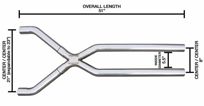Pypes Performance exhaust Exhaust X-Pipe Kit Intermediate Pipe Tunnel Crossover2.5 in Hardware Incl Polished 304 Stainless Steel Pypes Exhaust