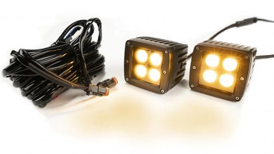 2.0 Inch Square Cube Cree LED Lights Pair Black Series White/Amber W/Harness 79903 Southern Truck Lifts product image